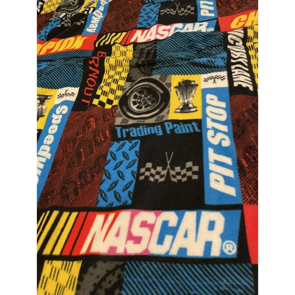 NASCAR Fleece Throw Stadium Blanket Hand-tied Knotted Thick 54” x 63” Excellent!